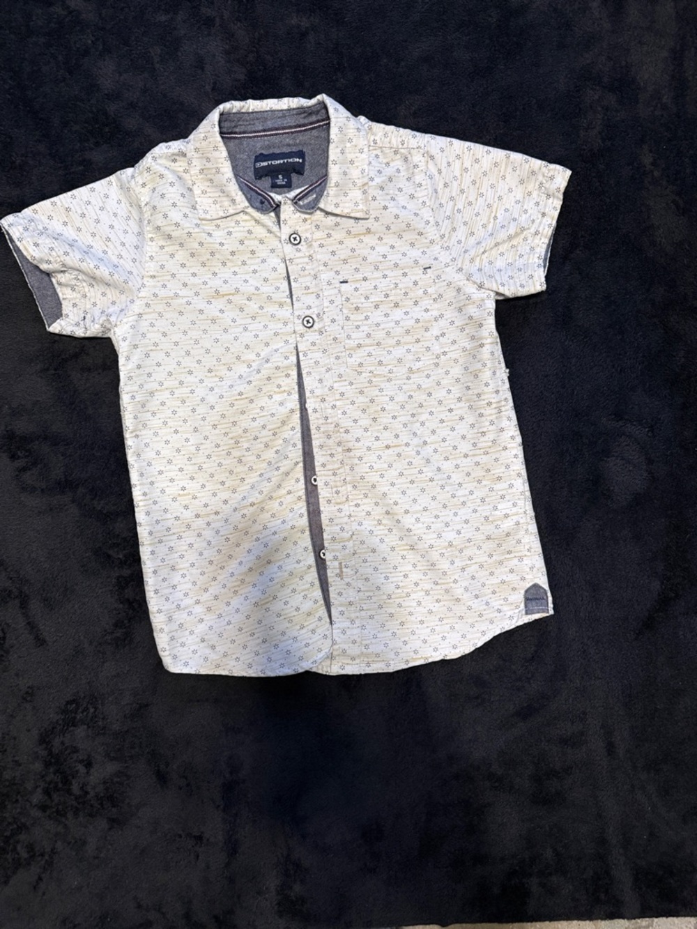 Carter's White Short-Sleeve Button-Down Shirt with Gray Trim